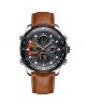 Timezone Aurora Crest Watch For Men (TZ-1303)-Black Bezel - Camel Color Strap - On Installments - IS-0205